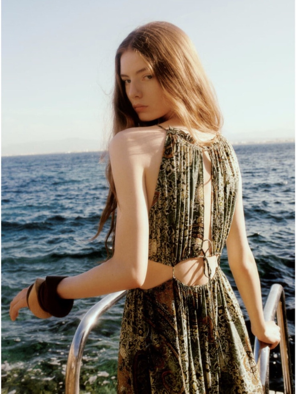 Zara Green Paisley Cutout Maxi Dress